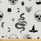 Ambesonne Skull Fabric by The Yard Tattoo Art Snake Bat Snake Moon Witch Hat Poison Creepy Halloween Gothic Decorative Material for Outdoor & Indoor DIY Projects Hobby Sewing 2 Yards Coconut Charcoal